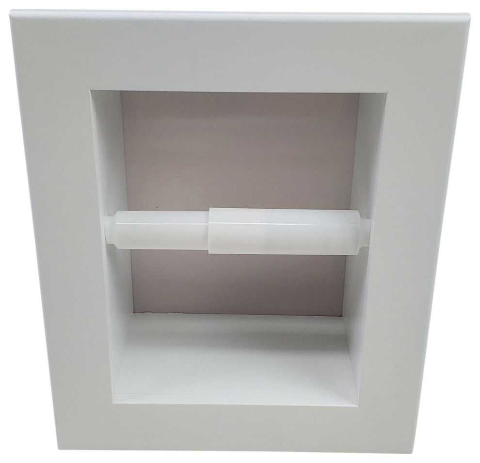 Tampa Recessed Solid Wood Toilet Paper Holder 7 x 8.5, White Enamel