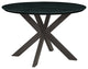 LeisureMod Ravenna 47" Round Wood Dining Table With Modern Metal Base