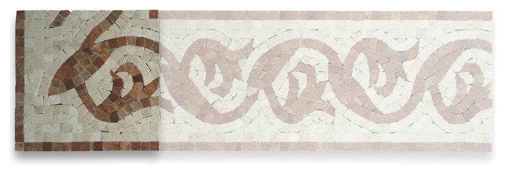 Marble Mosaic Border Accent Tile Floral Red Wooden 5.9x5.9 Polished, 1 piece