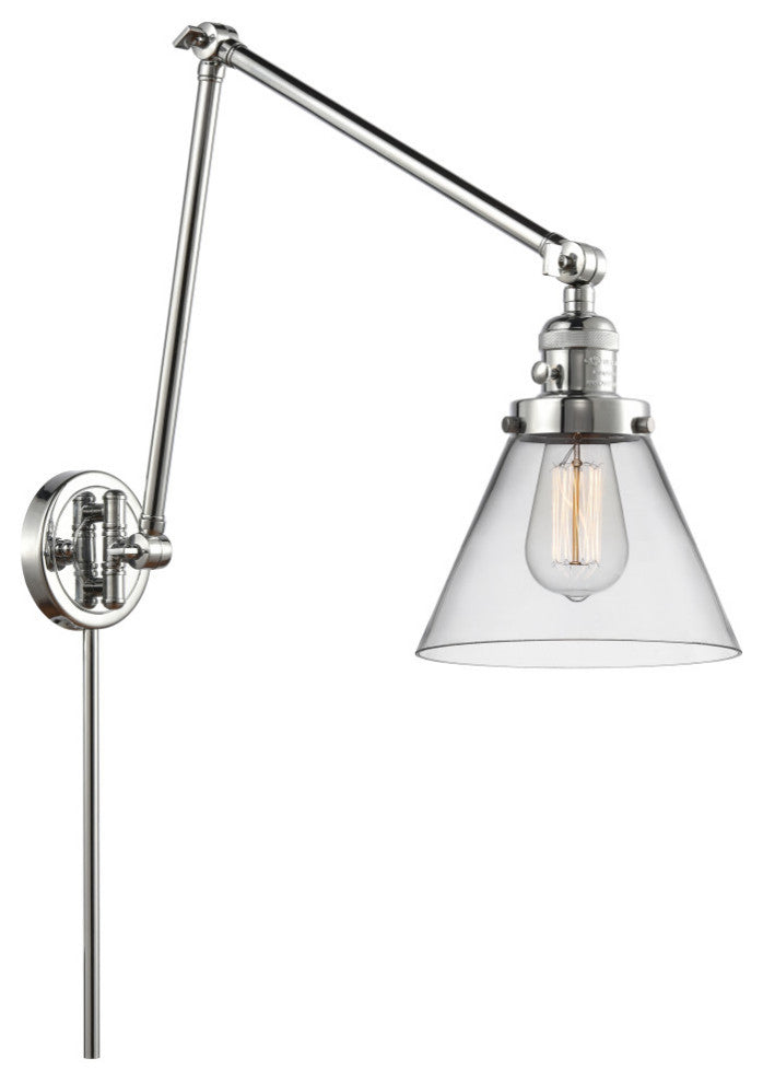 Cone Swing Arm With Switch, Polished Chrome, Clear, Clear