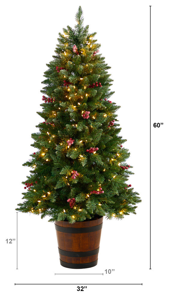T3281 5' Frosted Colorado Aspen Pre-Lit Artificial Porch Christmas Tree