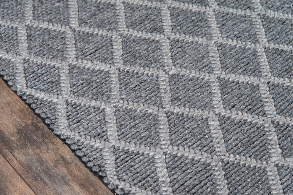 Momeni Andes Wool and Viscose Hand Woven Charcoal Area Rug, 7''9"x9''9"
