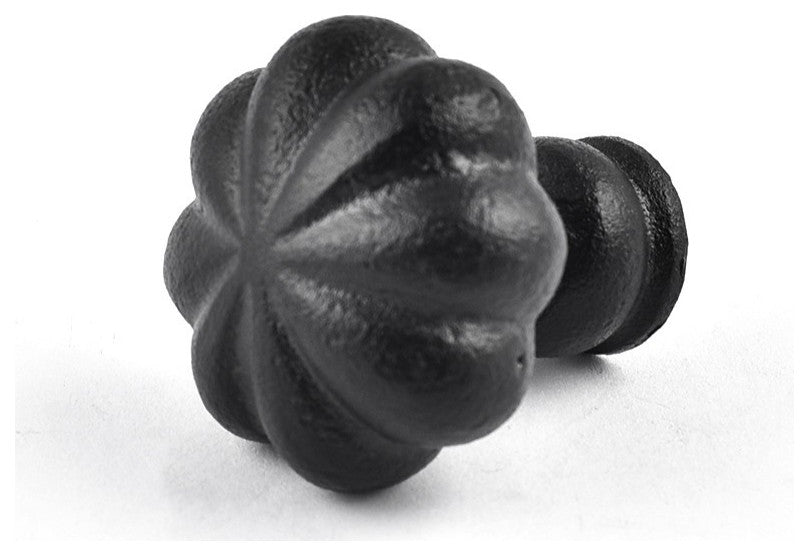 Cabinet Hardware Knob Black Wrought Iron Floral Mission Design 1.5" Di. Set of 4