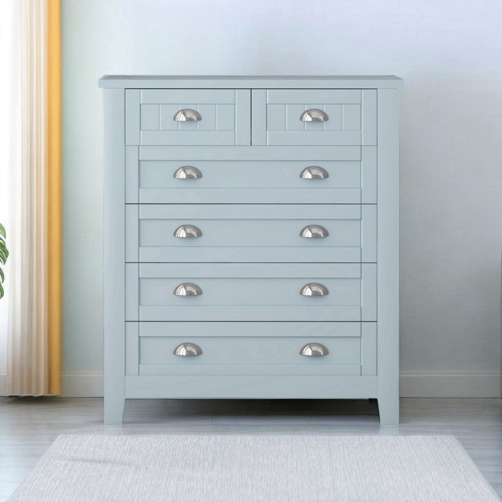 Blue-Gray Cabinet Dresser With 6 Drawers-A