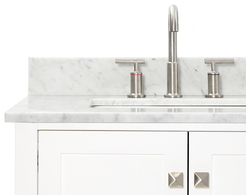 ARIEL Cambridge 73" Rectangle Sinks Bath Vanity Carrara Marble