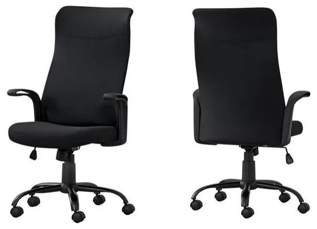 Contemporary Office Chair, Adjustable Padded Seat With Ergonomic Back, Black