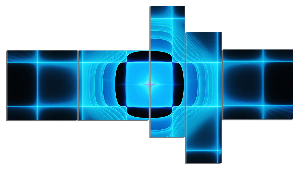 Blue on Black Thermal Infrared Visor, Abstract Canvas Print, 60"x32", 5 panels