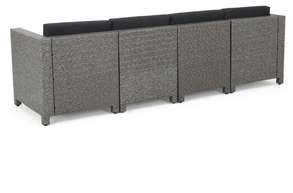 GDF Studio 13-Piece Phillips Outdoor Wicker Patio, Water Resistant Cushions Set
