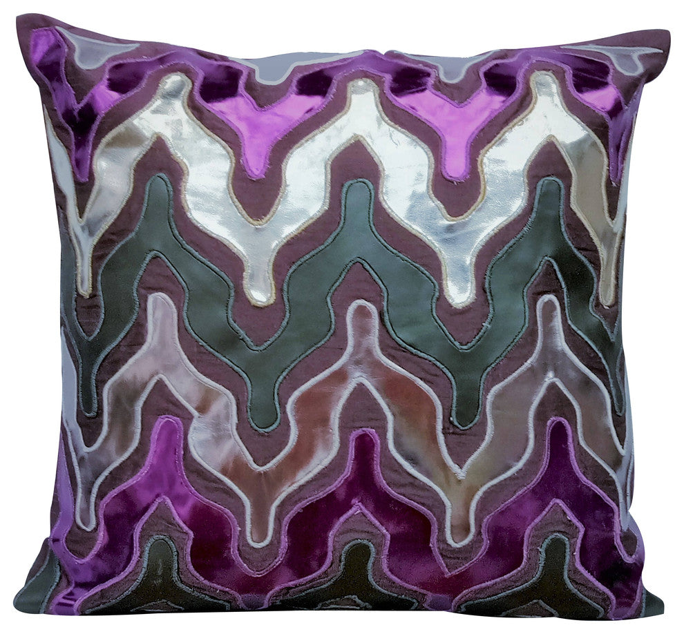 Purple Decorative Pillow Covers 18"x18" Faux Leather, Purple Lava