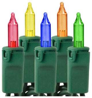 100 Multi Colored Incandescent Mini Lights 4" Spacing