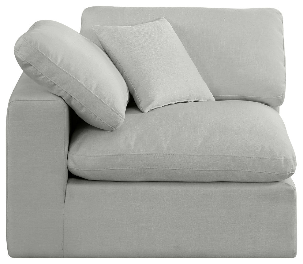 Comfy Beige Linen Textured Fabric Modular Chair, Grey, Linen Textured Fabric, Corner Chair