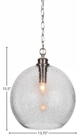 Kimbro 1-Light Chain Hung Pendant, Brushed Nickel/Smoke Bubble