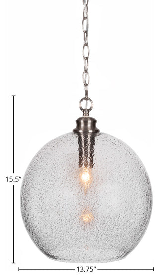 Kimbro 1-Light Chain Hung Pendant, Brushed Nickel/Smoke Bubble