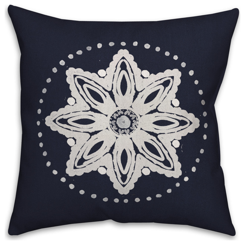 Navy Medallion 2 18x18 Spun Poly Pillow