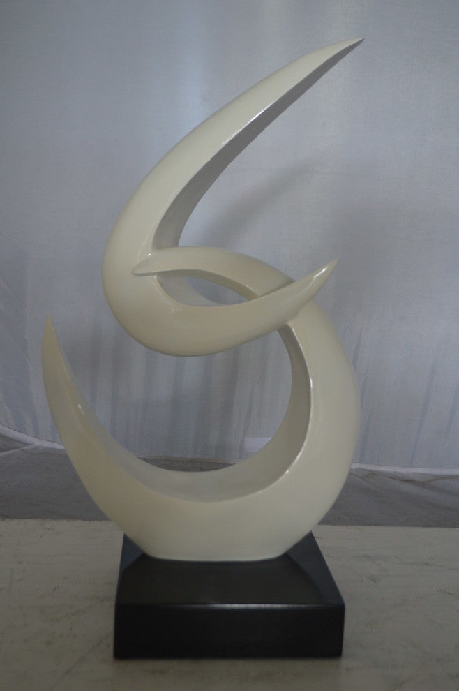 Modern Art White Boomerang Statue made of Resin -  Size: 13"L x 8"W x 23"H.