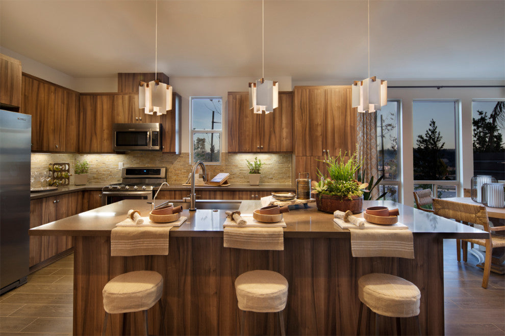 Salix LED Linear Pendant, Walnut