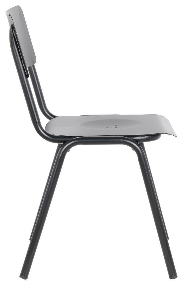 Corris Stacking Patio Dining Side Chair,Frosted Black (Set of 4)