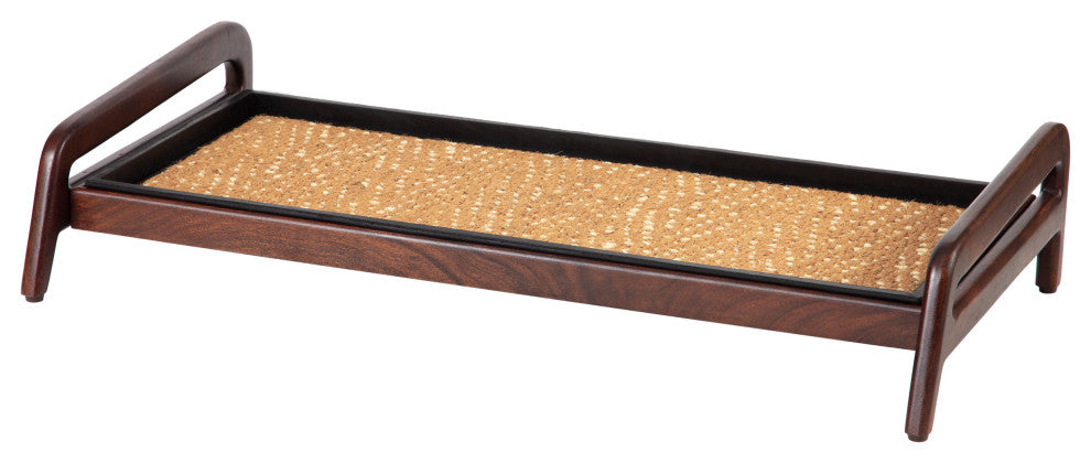 Single-Tier Brown Stand With 3-Pair Rubber Boot Tray Mersey