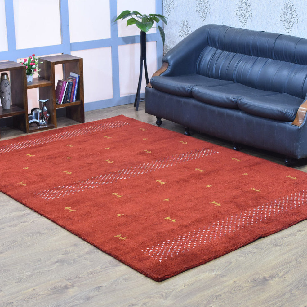 HAND KNOTTED LOOM SILK ECO-FRIENDLY AREA RUGS -8'x10',Rectangle,Red,Contemporary