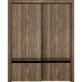 Bypass Doors 72 x 80 | Planum 0012 Walnut with  | Sturdy Rails