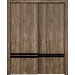 Bypass Doors 72 x 80 | Planum 0012 Walnut with  | Sturdy Rails