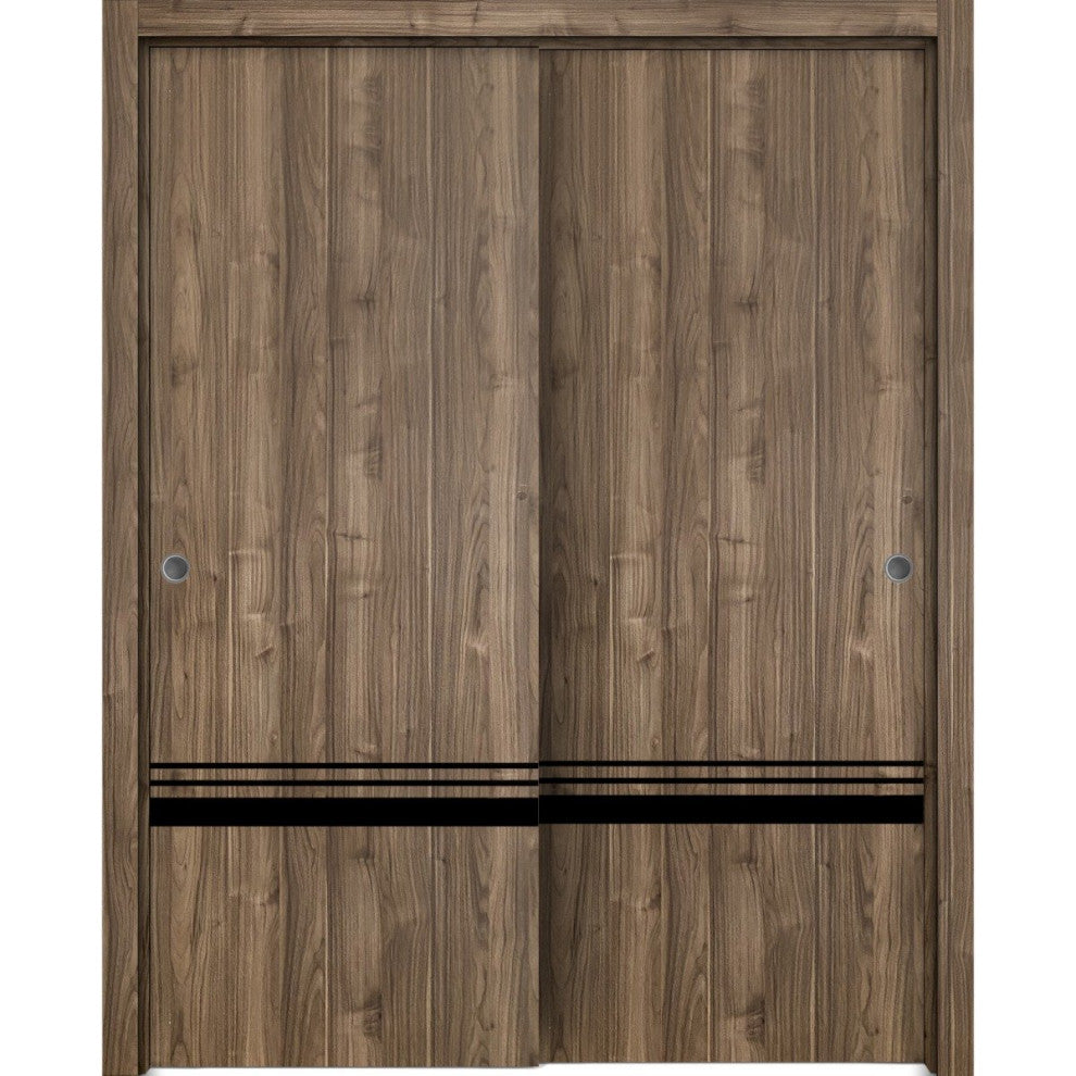 Bypass Doors 72 x 80 | Planum 0012 Walnut with  | Sturdy Rails