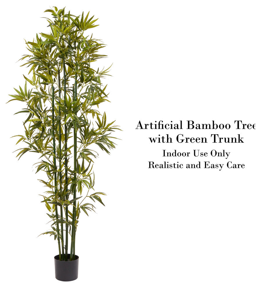 Pure Garden 6 ' Tall Artificial Bamboo Plant, Green Trunk