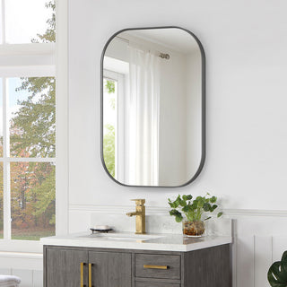 Trielle Rectangular Framed Bathroom Wall Mirror, Gunmetal, 24"