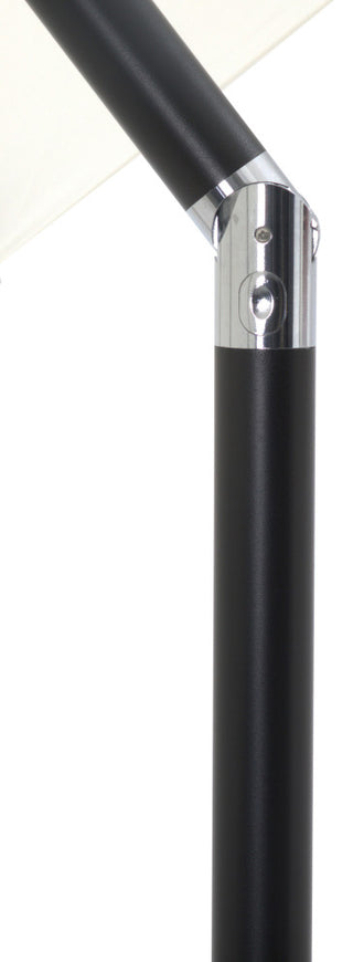 Fiji Patio Umbrella and Base, White, Matte Black Pole, Matte Black Belize Base