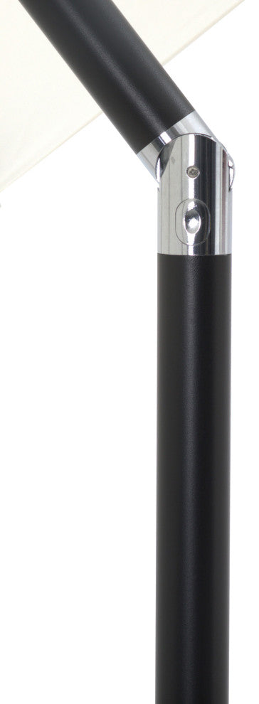 Fiji Patio Umbrella and Base, White, Matte Black Pole, Matte Black Belize Base