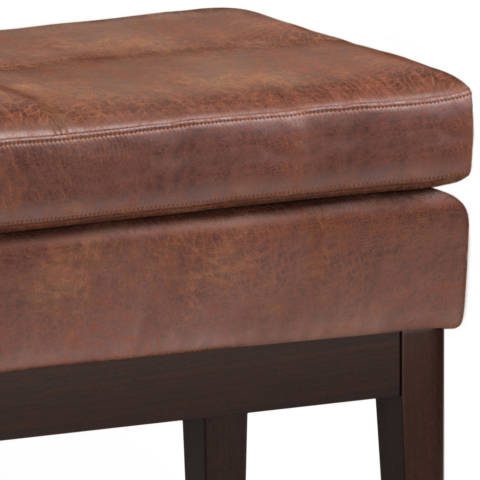 Carlson Small Ottoman Bench, Distressed Saddle Brown