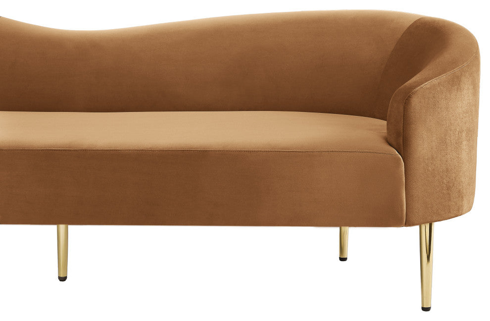 Ritz Velvet Upholstered Sofa, Saddle