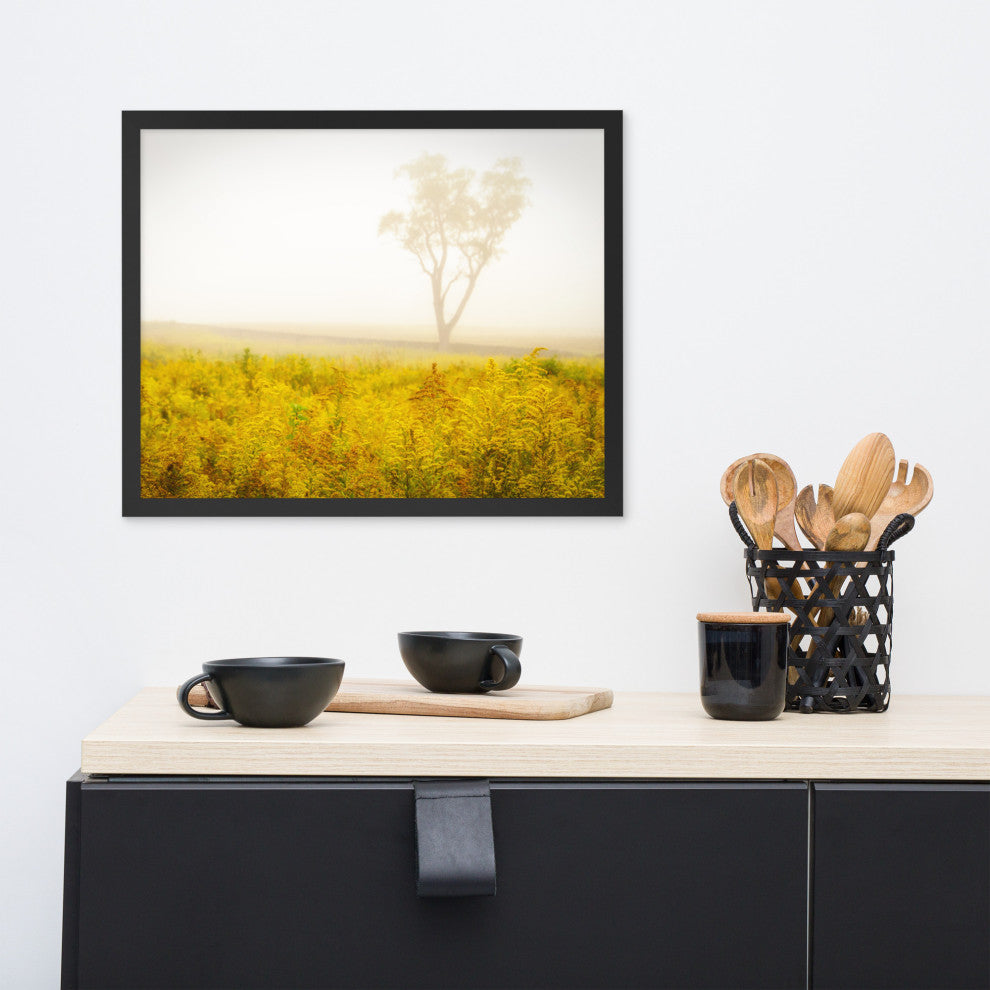 Dreams of Goldenrod and Fog Landscape Framed Photo Paper Wall Art Prints, Black, 16" X 20"