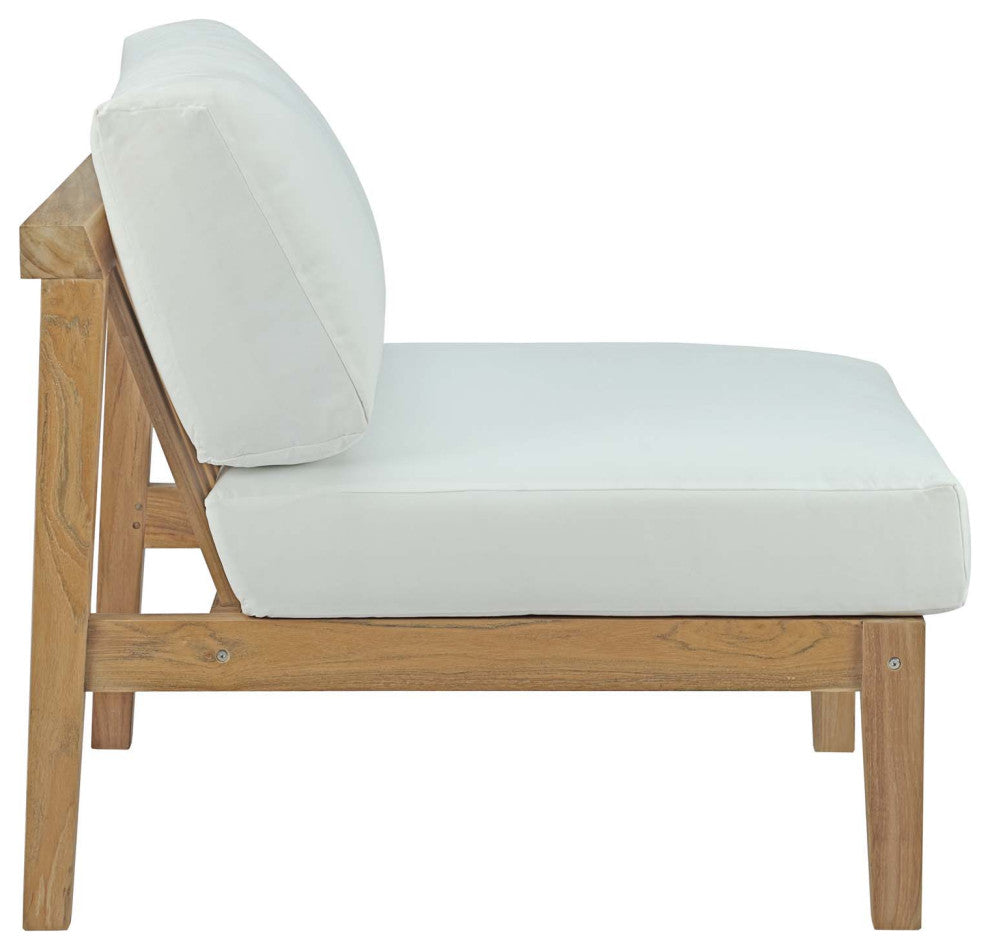 Bayport 5 Piece Outdoor Patio Teak Set, Natural White