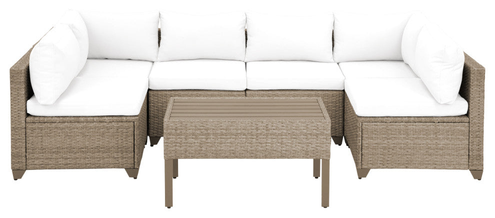Maui 7-Piece Outdoor Conversation Set, Coffee Table, Linen White
