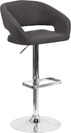 Estella Rounded Mid-Back Swivel Charcoal Fabric Adjustable Barstool