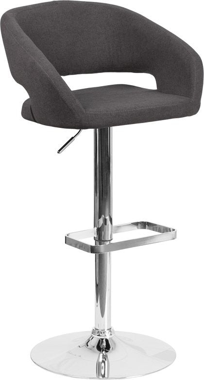 Estella Rounded Mid-Back Swivel Charcoal Fabric Adjustable Barstool