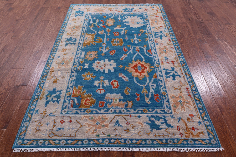 Handmade Turkish Oushak Wool Rug 5' 1" X 8' 0" - Q15870