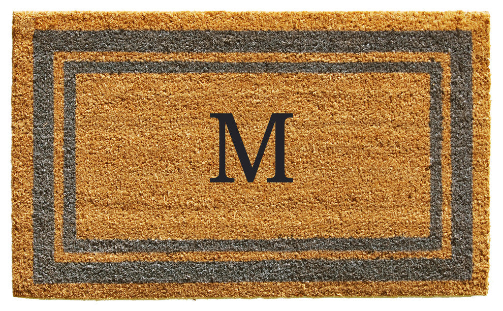 Periwinkle Border 24"x36" Monogram Doormat, Letter M