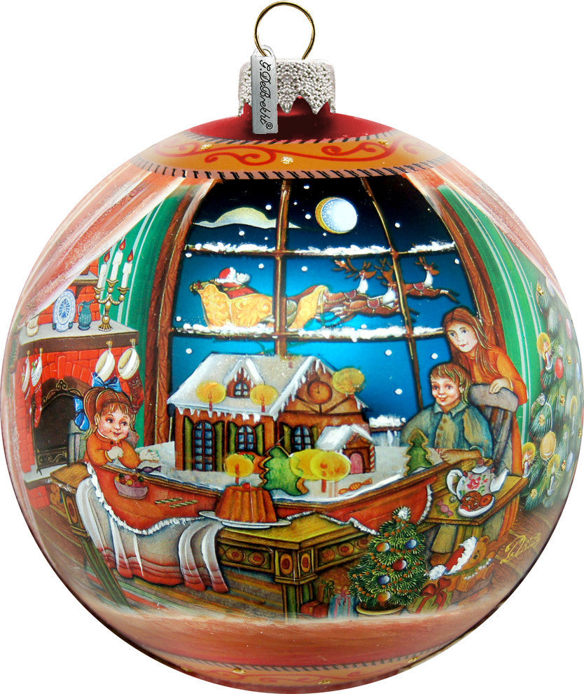 Hand Painted Scenic Glass Ornament Ball, Limited Edition