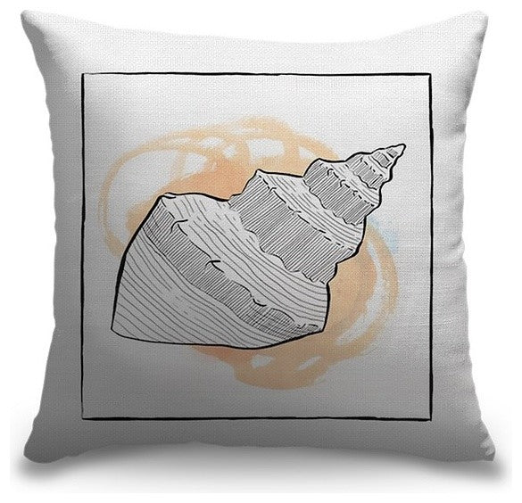 "Shell II - Coastal Watercolor" Outdoor Pillow 20"x20"