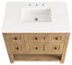 James Martin Breckenridge Bath Vanity, Light Natural Oak, 36", White Zeus, Three-Hole
