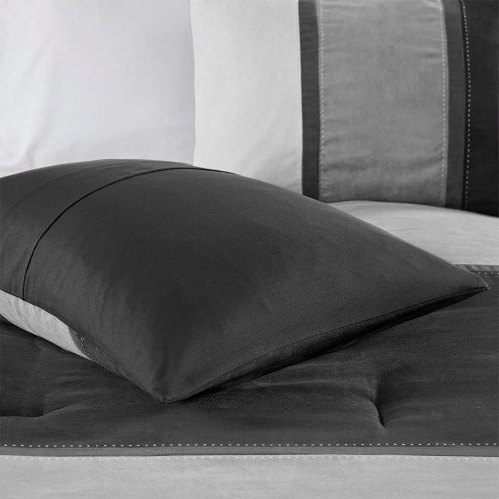 Madison Park Palisades Palizzate Suede 7-Piece Comforter Set, Black, Queen