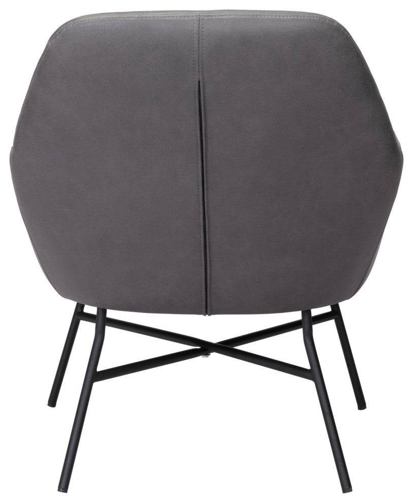 Accent Chair, Steel Metal, Fabric, Vintage Gray, Black, Lounge Hospitality