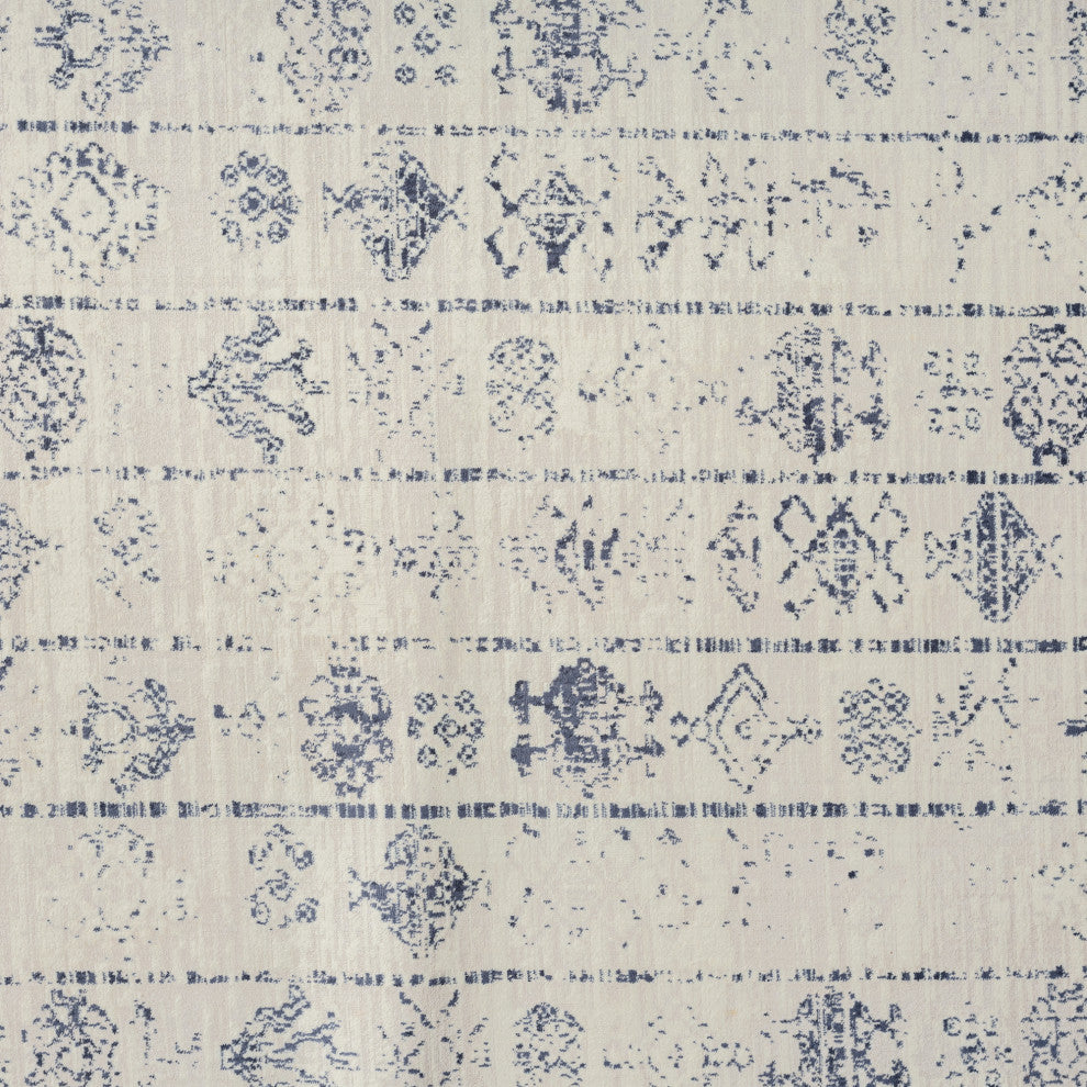 Ayla Blue/Gray Transitional Tribal Waterproof Area Rug, 2' X 5'