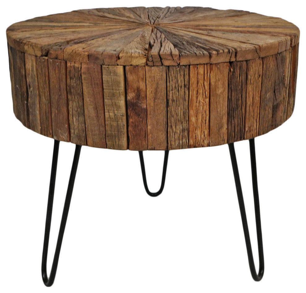 Salvaged Wood Pinwheel Side Table
