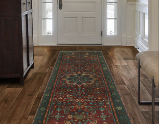 Fine Vintage Distressed Isphan Burgundy/Brown Runner, 3'4 x 8'1