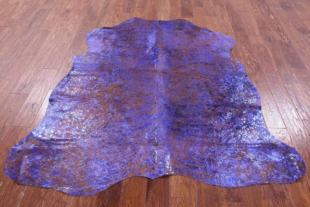 Blue Metallic Cowhide Rug 6' 1" X 5' 8" C2098