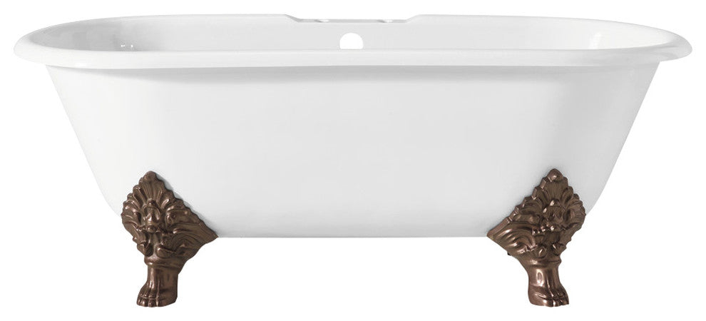 Cheviot Products Carlton Cast Iron Bathtub With Faucet Holes, Antique Bronze