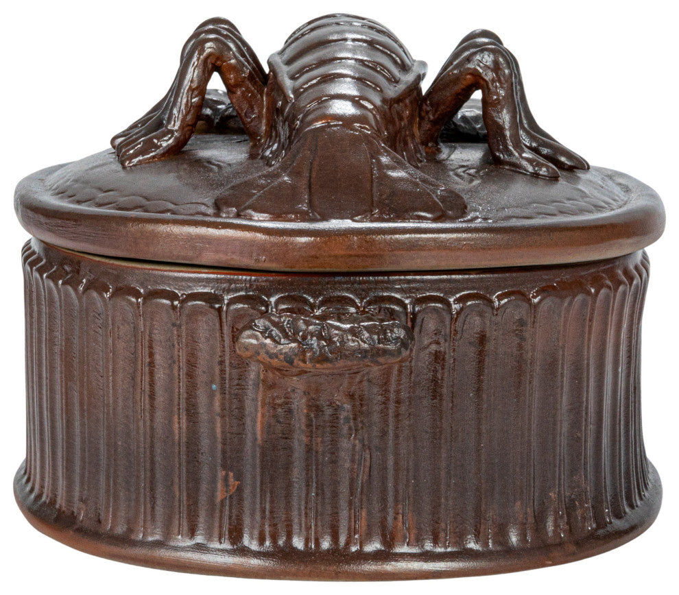 Matte Stoneware Baker With Lobster Design, Brown